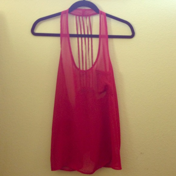 SUPER CUTE SHEER RED TANK TOP