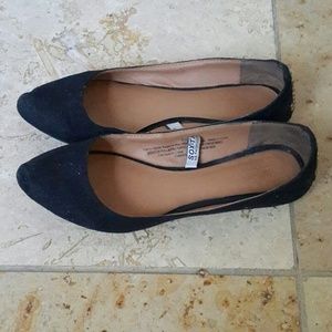 Black suede flats with gold studs!