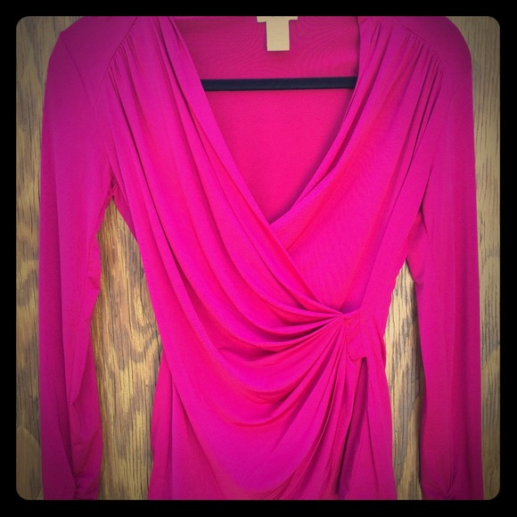 Hot pink cache body con long sleeve top