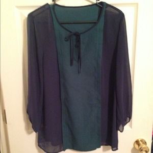 ONE DAY SALE Ann Taylor Hunter Green & Navy Tunic