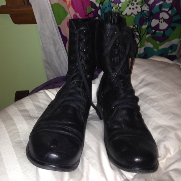 Normal Black lace up Combat Boot