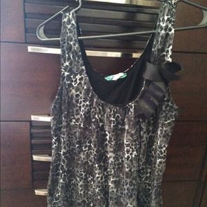 Bundle two tops black lace and black/white animal