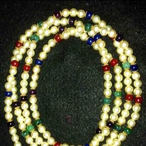 Pearl & Multi Color With Gold Accents Necklace