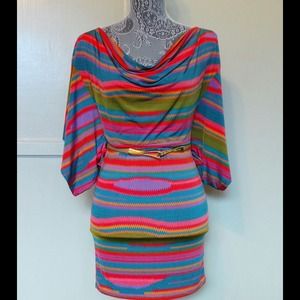 Colorful mid-thigh jersey dress. Size 2/4 NWOT