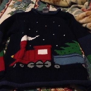 Knit sweater with train
