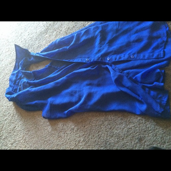 Sexy see thru blue button up top