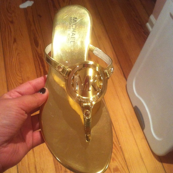 Michael Kors gold hardware sandals AUTHENTIC