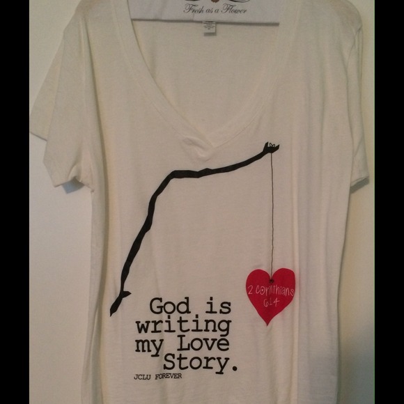 2x womens "God is writing my love story"  v-neck