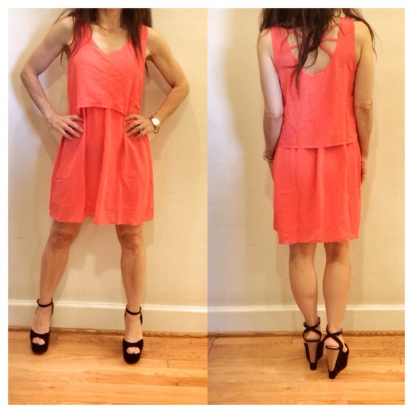 Dresses & Skirts - Coral chiffon dress SALE ONLY 2 LEFT