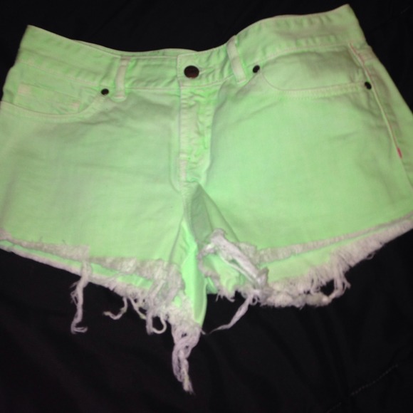 Neon green Victoria secret  jean shorts