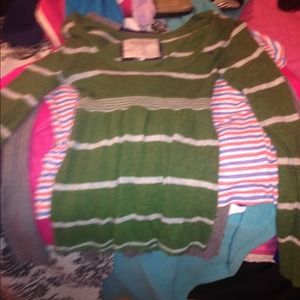 Green & White striped sweater