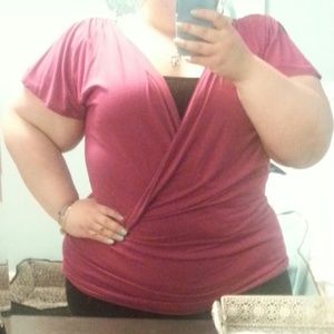 SOLD Torrid Fuschia overlapping shirt!