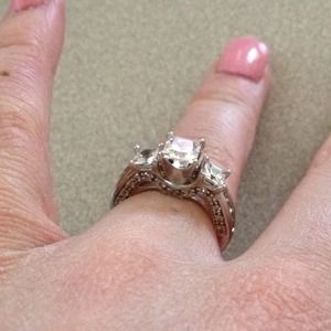 A beautiful silver cubic zirconia ring.