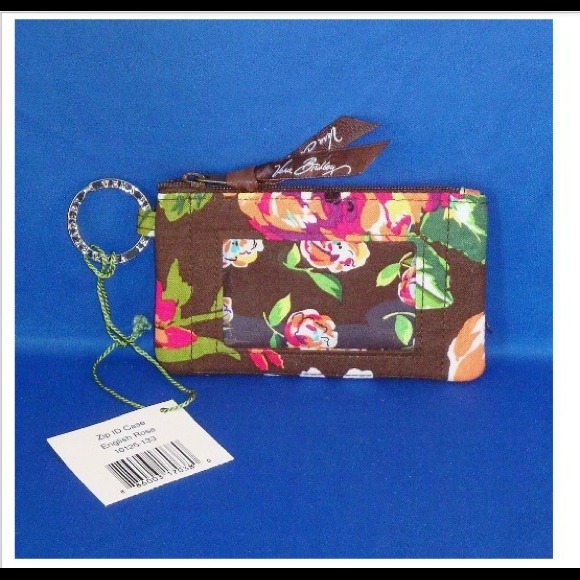 Vera Bradley Zip ID Case in English Rose NWT