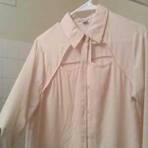 Polyester pink button up