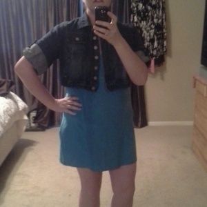 Ashley Stewart crop denim jacket.