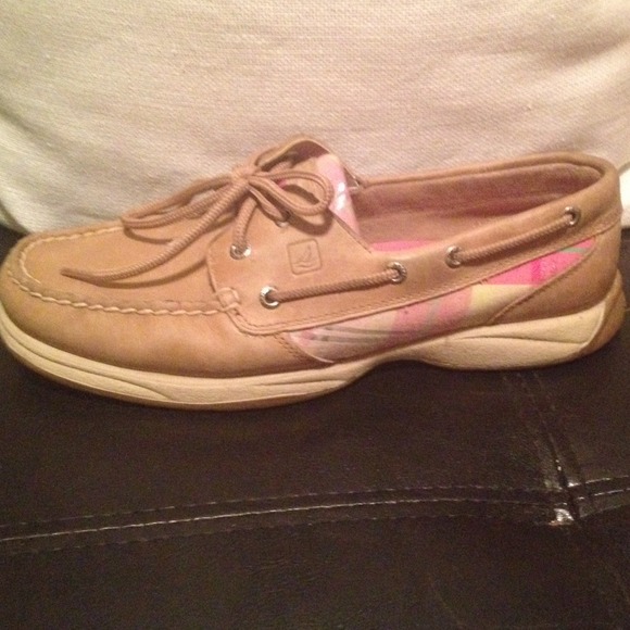 Sperry top siders with pink plaid detail!