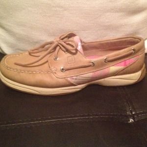 Sperry top siders with pink plaid detail!