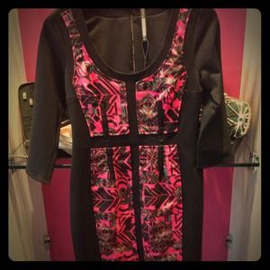 Tracy Reese pink and black ponte dress