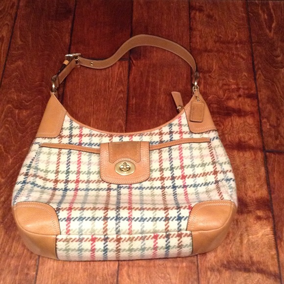Coach Bags Cream Plaid Coach Handbag Poshmark