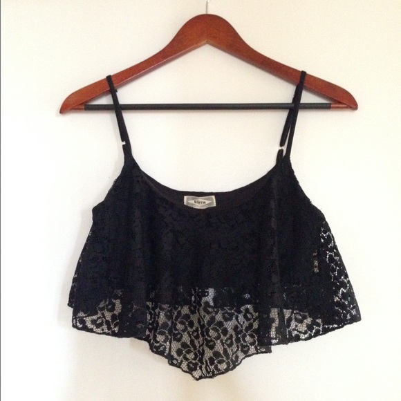 Lace black crop top