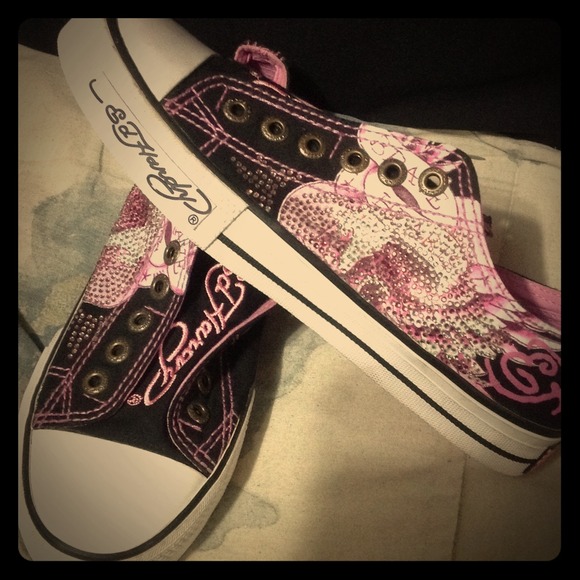 Ed hardy rhinestone pink shoes