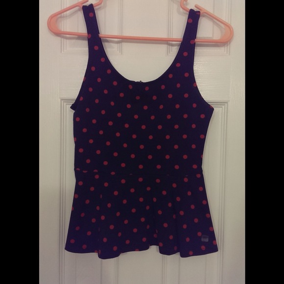 Express Tops - NWOT Express Polka Dot Peplum Tank