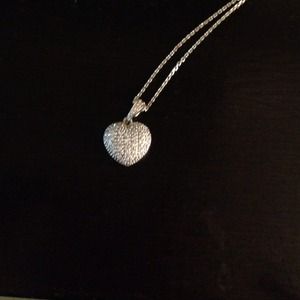 Pave diamond heart necklace