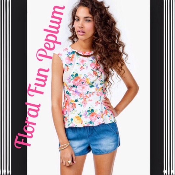 Agaci Mesh & Floral Peplum Top