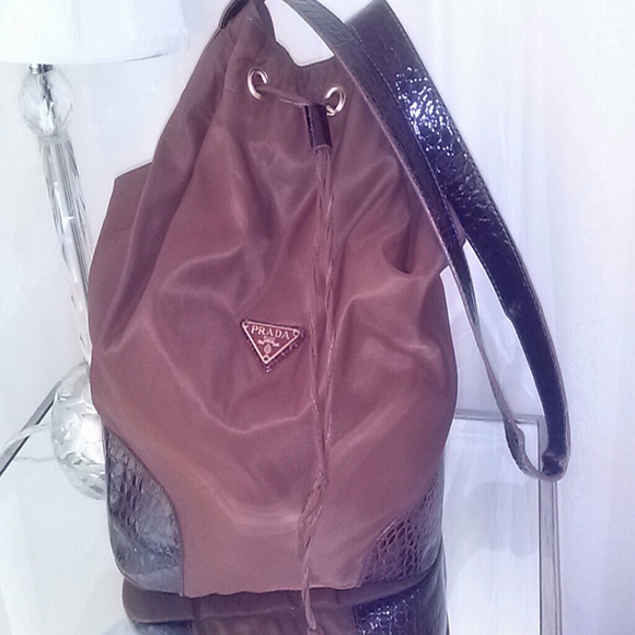 Authentic Prada Brown Nylon Shoulder Bag