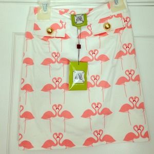 NWT Elizabeth McKay flamingo skirt