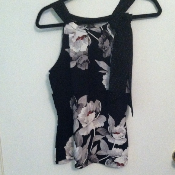 Floral cami with polka dot tie