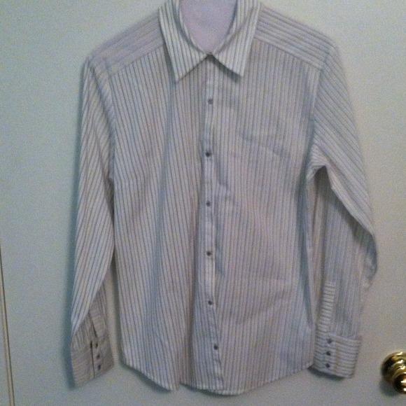 Black and white striped button-down top