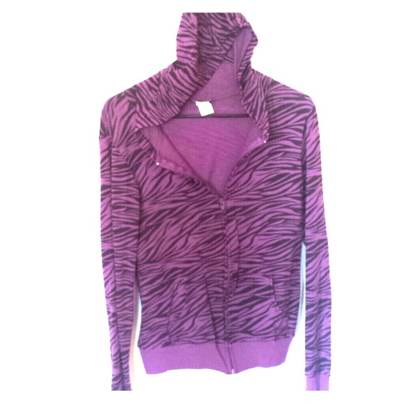 🔴Purple zebra stripe zip up hoodie