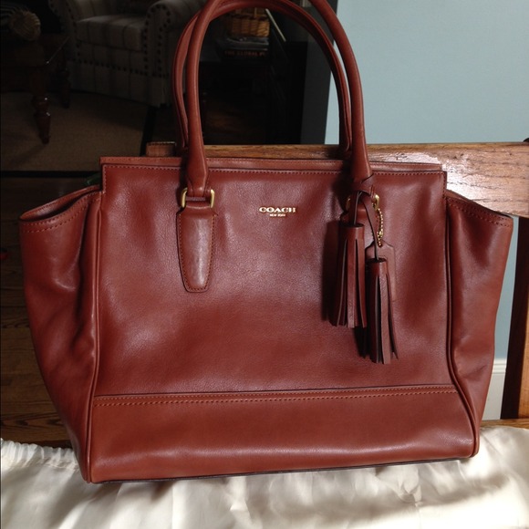 Coach leather satchel/tote in cognac
