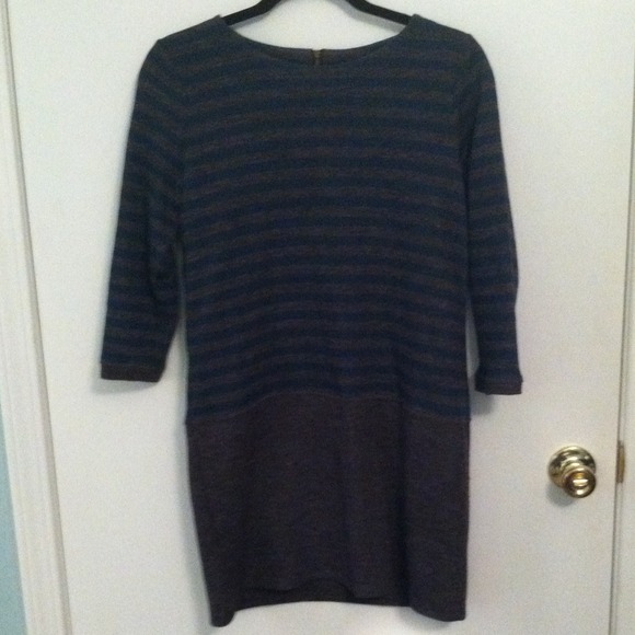 Green/grey striped sweater dress