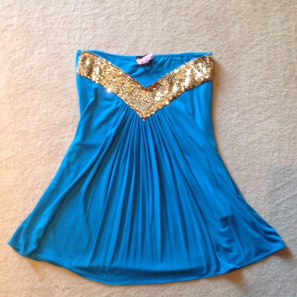 Strapless Top with gold accents