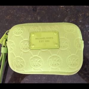 Michael Kors neoprene wristlet in lime
