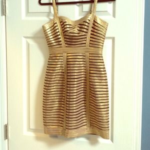 BCBG Max Azria gold dress