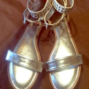 Silver and white sandals