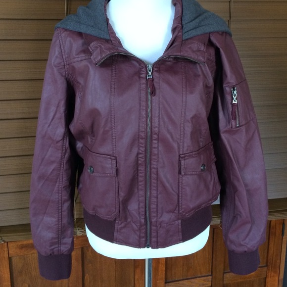Dark maroon faux leather jacket