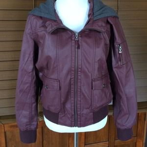 Dark maroon faux leather jacket