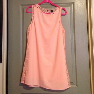 Peach studded collar dress