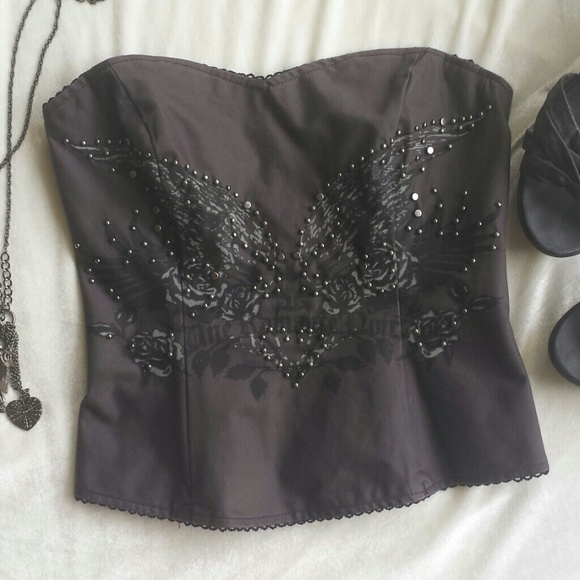 *UNAVAILABLE* πHP!π GUESS studded grey corset - Picture 2 of 3