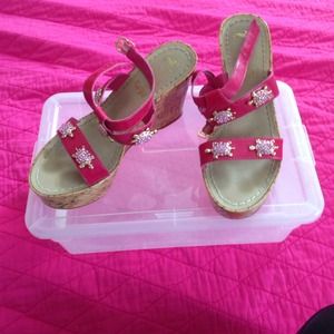 Miss Trish of Capri pink turtle wedges