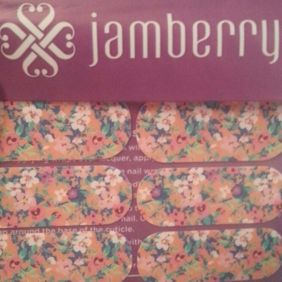 Orange floral Jamberry nails