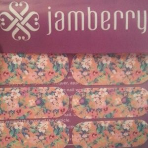 Orange floral Jamberry nails