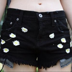RARE LF CarMar Black High Waisted Daisy Shorts