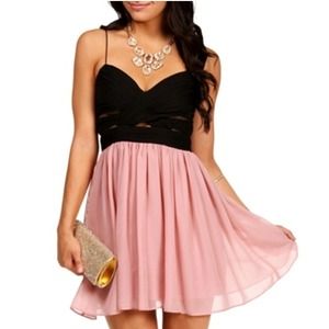 Blush/black dress