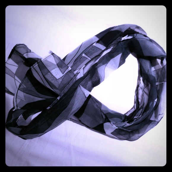Grey, white, & black chiffon type scarf like new!